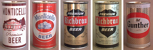 Steel flat top beer cans - descriptions are below.