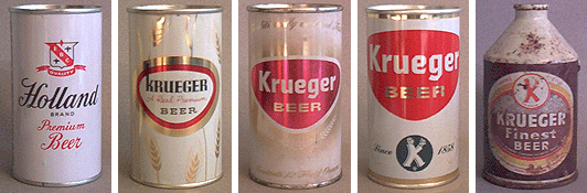 Steel flat top beer cans and a Kreuger crowntainer - descriptions are below.