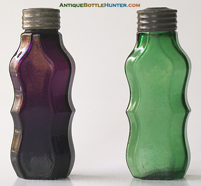 A couple of early lidded smelling bottles with ogival sides. --- AntiqueBottleHunter.com