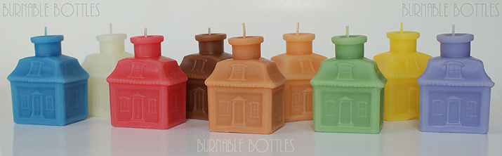 A group of S.I. COMP (Senate Ink Company) house or cottage ink bottle candles --- Burnable Bottles - AntiqueBottleHunter.com
