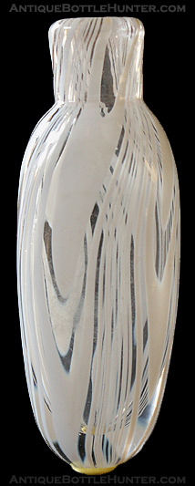 A smelling bottle with white looping - swirls. --- AntiqueBottleHunter.com