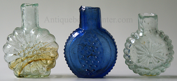 Three burst or sheared lip smelling bottles. --- AntiqueBottleHunter.com